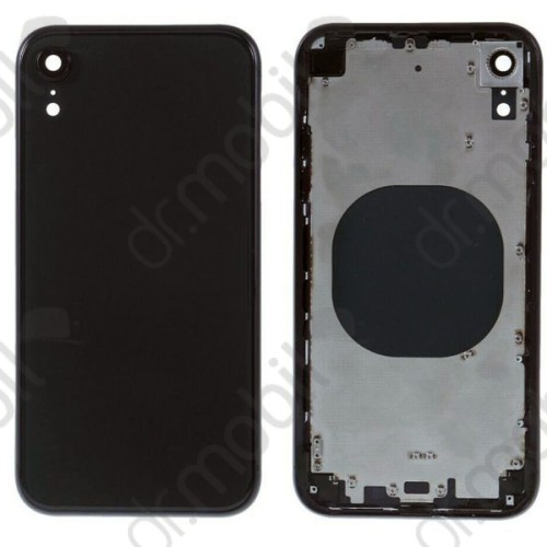 Hátlap - középrész Apple iPhone XR hátlap fekete (oldal gombok, SIM kártya tartó)